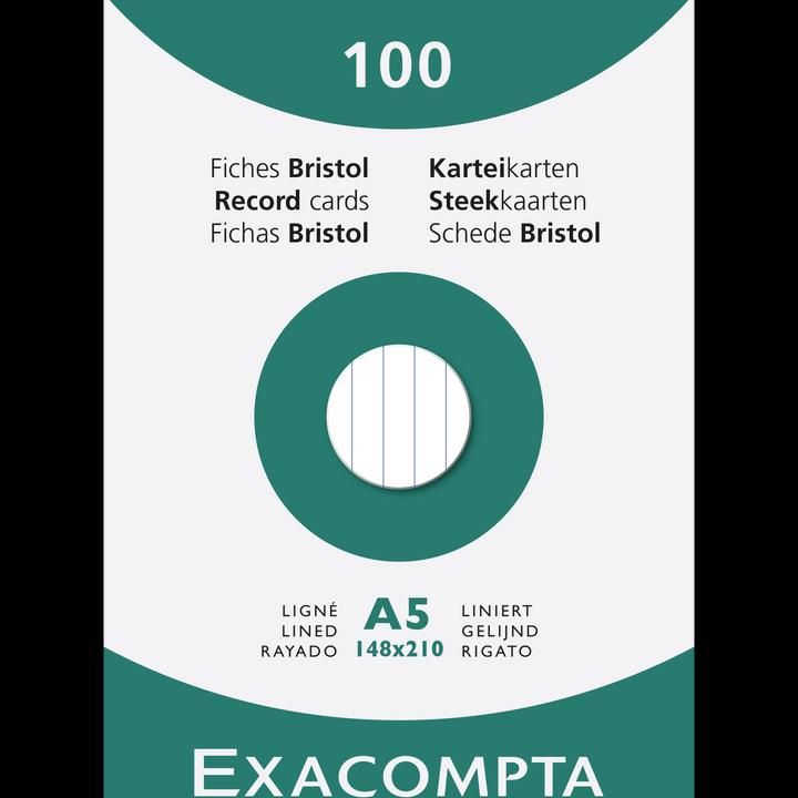 Produktbild Exacompta Karteikarten (A5, 205 g/m², 100 x)