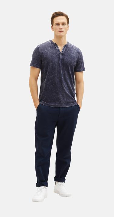 Produktbild Tom Tailor T-Shirt Kurzarmshirt mit Henley-Ausschnitt und ausgewaschener Optik (L)