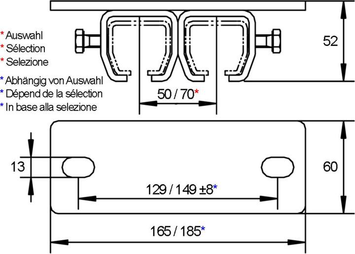 Actual product image Helm Double ceiling fixing sleeve 302 D, hole ø 13 mm, galvanised steel, yellow