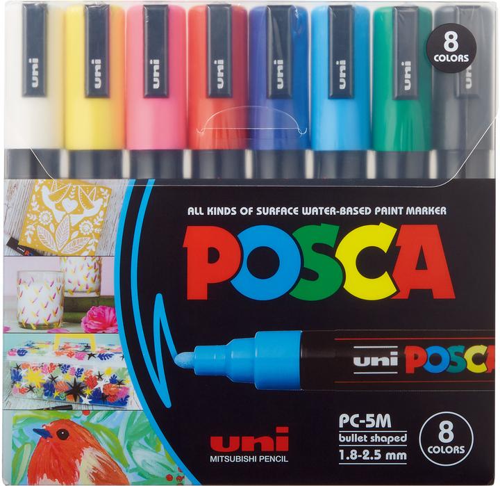 Posca Marker PC-5M Rundspitze (Multicolor, 2.50 mm, 8 x)