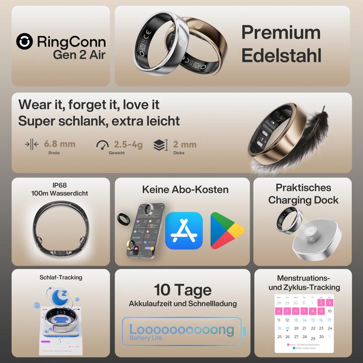 Produktbild RingConn Smart Ring Gen 2 Air (12, Gold)