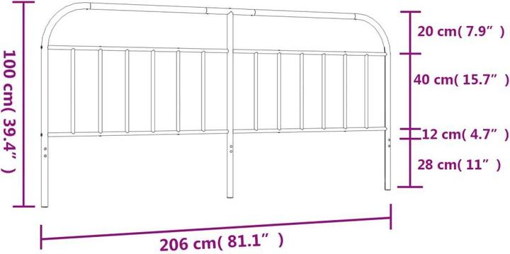 Immagine prodotto VidaXL Kopfteil Metall Weiss 200 cm, Farbe: Weiss (206 x 3 x 100 cm)