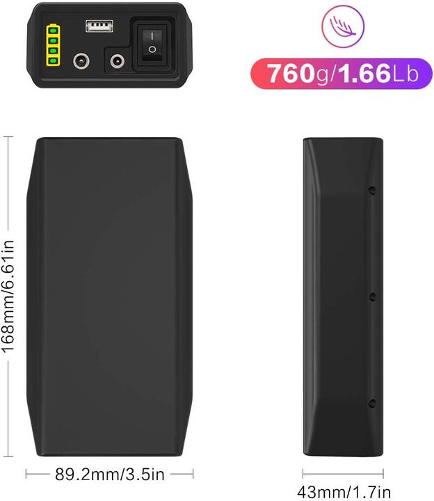 Immagine prodotto TalentCell Powerbank 12,8V, 6,5Ah, 82,2Wh con caricatore (6500 mAh, 276480000 W, 82.20 Wh)