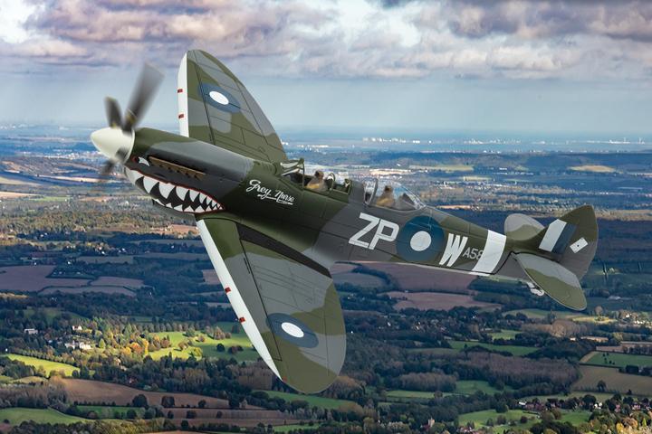 Actual product image Corgi Supermarine Spitfire T.9 TE308 (G-AWGB) A58 'Grey Nurse' Sharkmouth