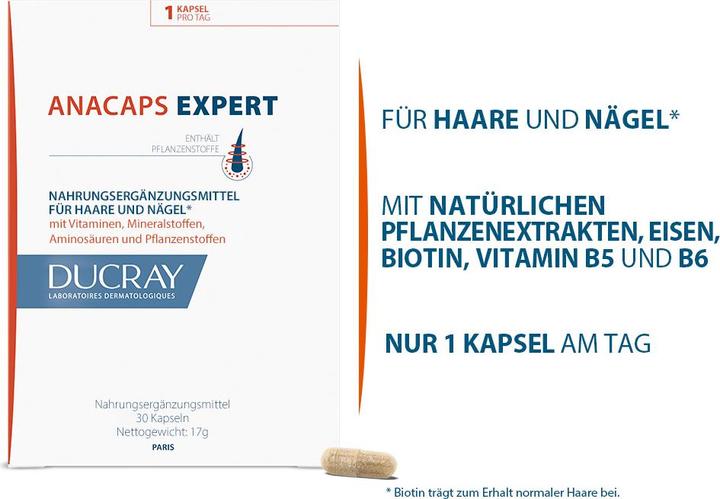 Valori nutrizionali e ingredienti Pierre Fabre Ducray Anacaps Expert, 30 capsule (Lozione corpo)