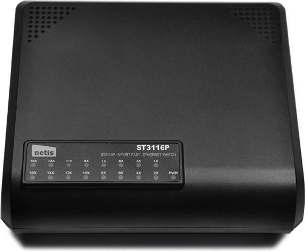 Actual product image Netis ST3116P Network Switch Unmanaged Fast Ethernet (10/100) (16 Ports)