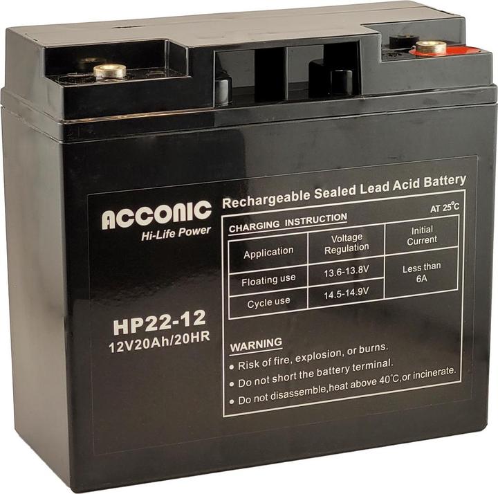 Actual product image Acconic HP22-12 Hi-Life Power AGM 12V 22Ah UPS battery (12 V, 22 Ah)