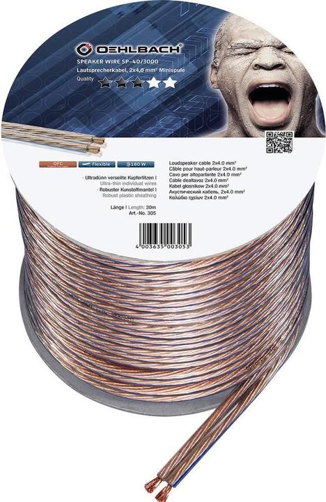 Image du produit Oehlbach Fil d'enceinte SP40 3000 (30 m, 4 mm²² mm)