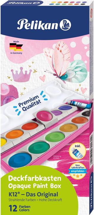 Actual product image Pelikan Opaque paint, paint box paint box K12® Pink/Glitter incl. opaque white, 12 colours (Multicoloured)