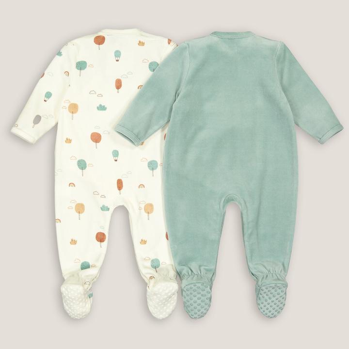 Image du produit La Redoute Collections Lot de 2 grenouillères en velours (45)