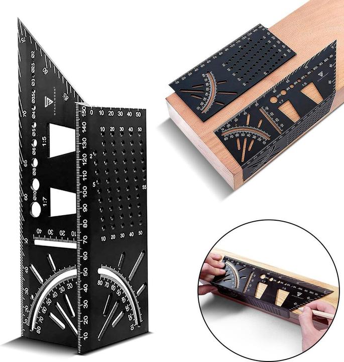 Actual product image Stahlwerk Set of 2 mitre angle ruler with stop and drilling jig 3D angle mitre gauge
