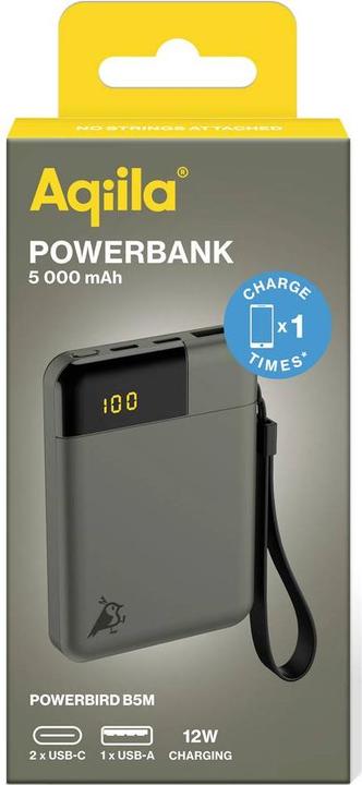Produktbild Aqiila Powerbird B5B - Powerbank 5000 mAh, 12W - Moss (5000 mAh, 12 W, 18.50 Wh)