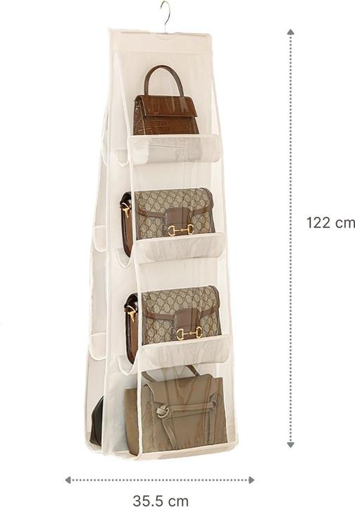 Actual product image Hermex Hanging storage bag Handbag organiser 8 compartments White