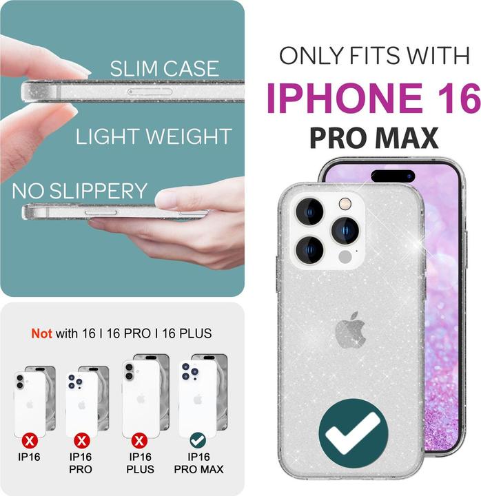 Produktbild Nalia Klare Glitzer Silikon Hülle (Apple iPhone 16 Pro Max)