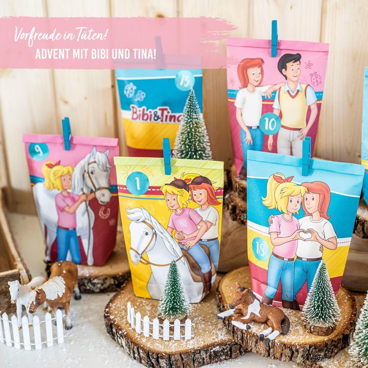 Produktbild Papierdrachen Adv Tüten weiss - bunt bedruckt - Bibi und Tina - Set 23