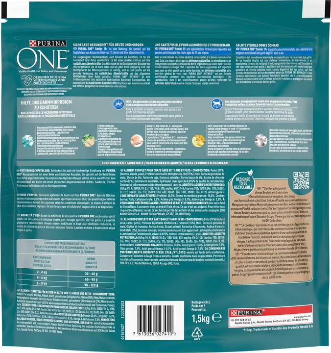 Nährwerte und Zutaten Purina ONE One (Senior, 1 Stk., 1500 g)