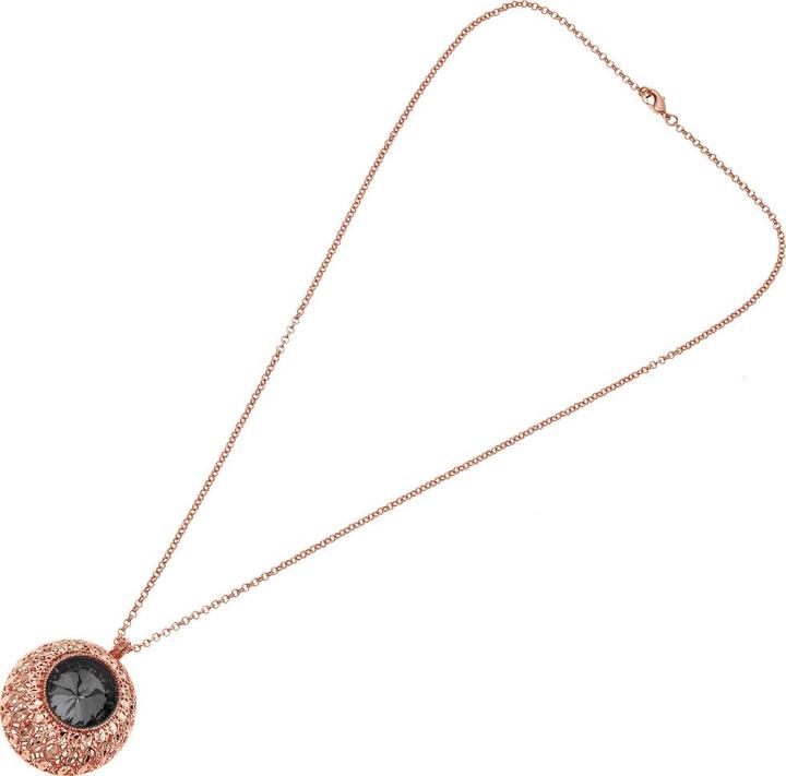 Ottaviani Rose gold bronze necklace with silver glitter and rhinestones
