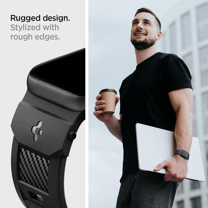 Actual product image Spigen RUGGED BAND Apple Watch 4/5/6/7/8/SE (38/40/41MM) MATTE BLACK (38 mm, 40 mm, 41 mm, Thermoplastic polyurethanes (TPU))