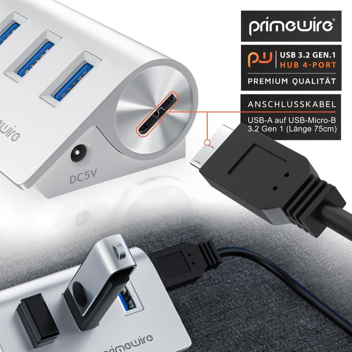 Produktbild Primewire 4 Port USB Hub (USB-A, 4 Ports)
