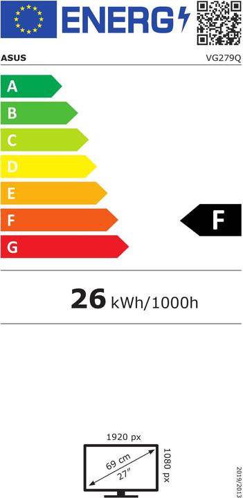 Label énergétique ASUS VG279Q (1920 x 1080 pixels, 27")