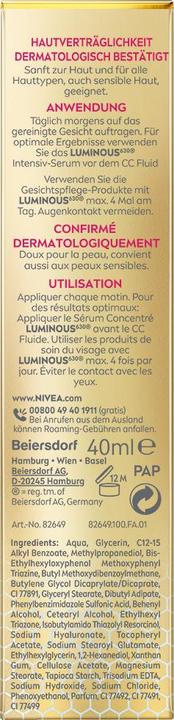 Image du produit NIVEA Fluide Cellulaire Lumineux630 3-en-1 CC Lumière SPF30 (Luminaire)