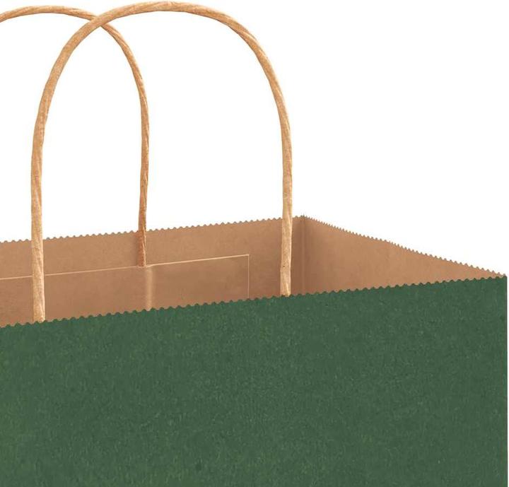 Produktbild VidaXL Kraftpapiertüten 50 Stk. mit Henkel Grün 32x12x42 cm Papiertüte (Geschenktüte, 50 x)