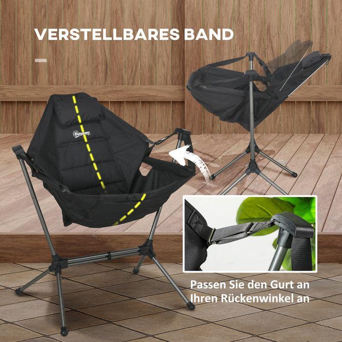 Image du produit Swisshandel24 Fauteuil à bascule de camping, pliable, dossier réglable, cadre en aluminium, 54x100x101cm, noir