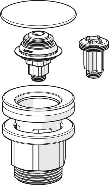 Actual product image Oras Push open floor valve - with push open and fixed outlet