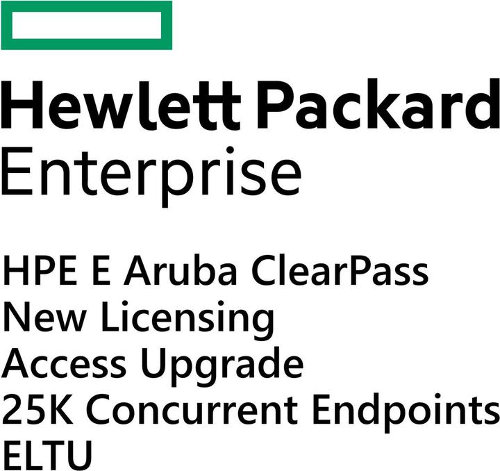 Image du produit HPE E Aruba ClearPass, New Licensing, Access, Upgrade, 25K Concurrent Endpoints, E-LTU (25000 Dispositifs)
