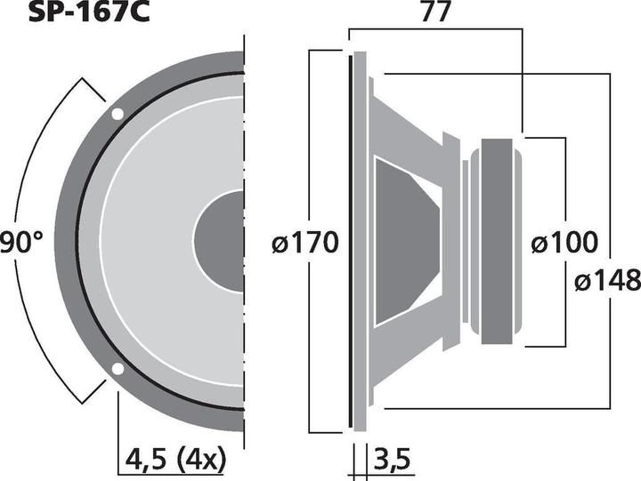 Image du produit Monacor Woofer Hi-Fi pour voiture (100 W, 17 cm)