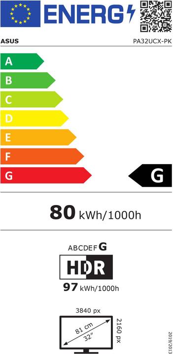 Label énergétique ASUS ProArt PA32UCX-PK (3840 x 2160 pixels, 32")