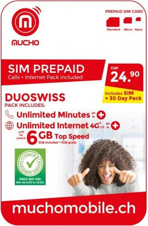 Immagine prodotto BeeOne Scheda SIM MUCHO Mobile Pack DUOSWISS