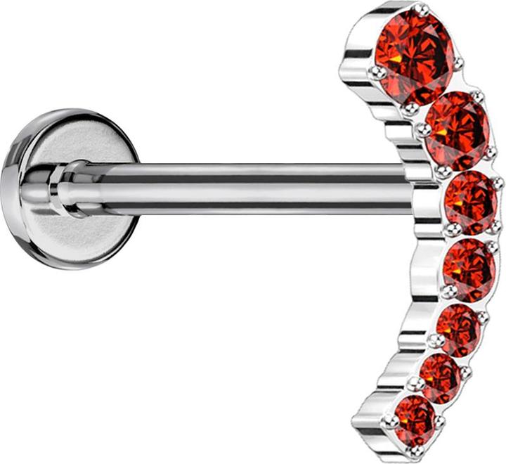 Immagine prodotto Star Piercing Tunnel di carne Rosso Fuoco con cristallo Swarovski rosso e strato protettivo epossidico (senza ottoneTitanio G23, senza ottone Acciaio chirurgico 316L)