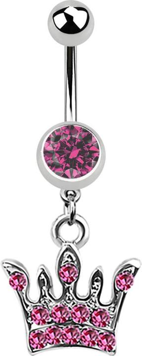 Image du produit Star Piercing Banane argent avec pendentif couronne rose (Acier chirurgical 316L, sans laiton)