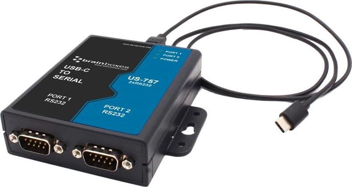 Immagine prodotto Brainboxes 2 porte RS232 da USB-C a seriale
