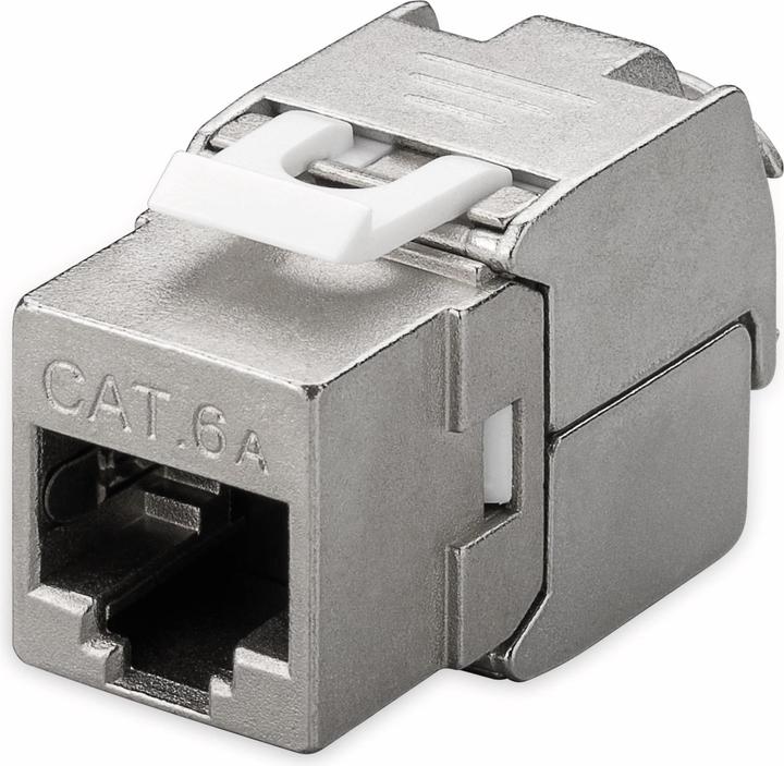 Actual product image Goobay CAT 6A KeyStone RJ45 Jack, STP shielded, 500MHz, slim line (Keystone module)