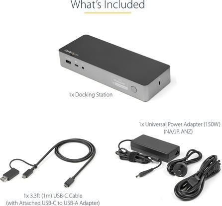 Immagine prodotto StarTech .com Universal Laptop Docking Station USB-C e USB 3.0 2x4K 100W PD (Porta di attracco (proprietaria), 3 Porti)