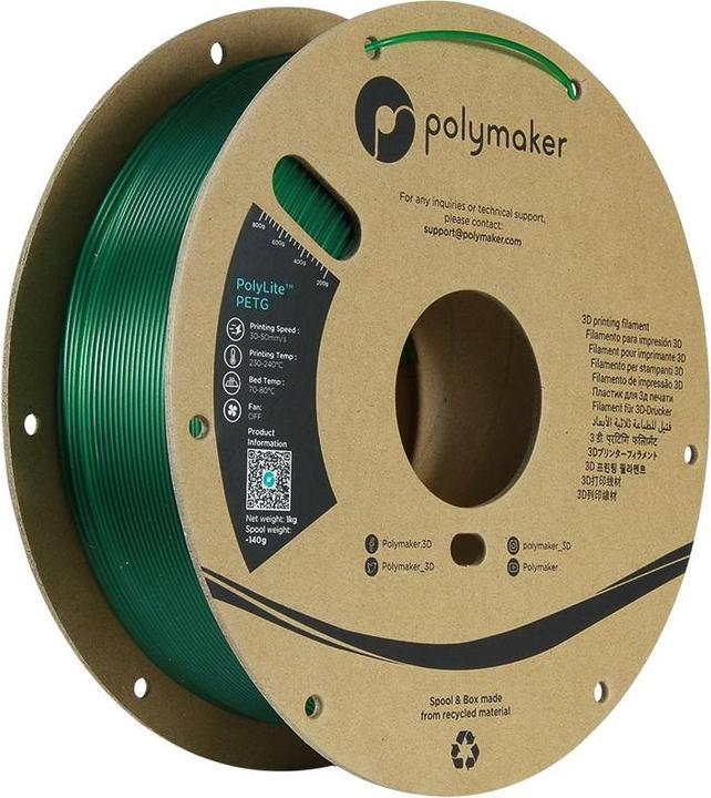 Actual product image Polymaker Filament (PETG, 1.75 mm, 1000 g, Green)