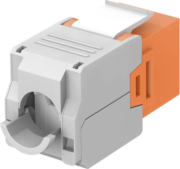 Actual product image Goobay CAT 6a KeyStone RJ45 Jack,unshielded, 500MHz, Orange-White (Keystone module)