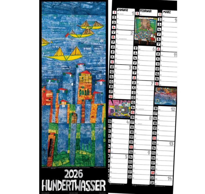 Produktbild Hundertwasser Streifenkalender Art 2026 (Harter Einband, Deutsch)
