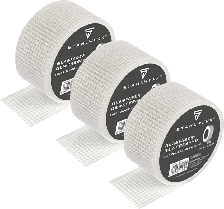 Produktbild Stahlwerk Glasfaser-Gewebeband 3er Set 20 m x 50 mm, selbstklebend (50 mm)