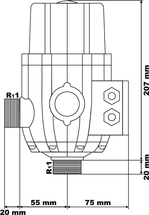 Actual product image Wiltec Pressure Switch EPC-2 230V with 2 Cables for Domestic Waterworks & Pumps with Dry-Run Protection (Domestic water pump)