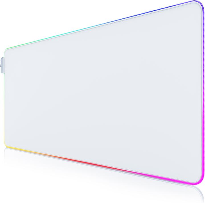 Titanwolf RGB Gaming Mauspad, XL Mausmatte 900 x 400 mm, verbessert Präzision & Geschwindigkeit, weiss (XL)
