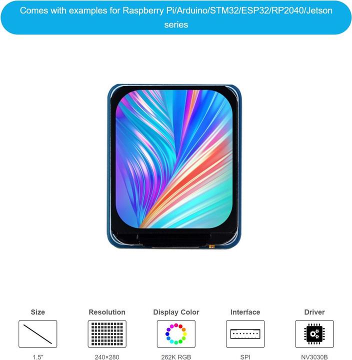 Actual product image WaveShare 1.5inch 240x280 LCD display module