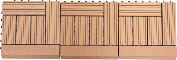 Immagine prodotto Swisshandel24 Piastrella WPC per pavimento Rodano + bordo, aspetto legno balcone/terrazzo, 11x ogni 30x30cm = 1mq (11 x, 30 x 30 cm)