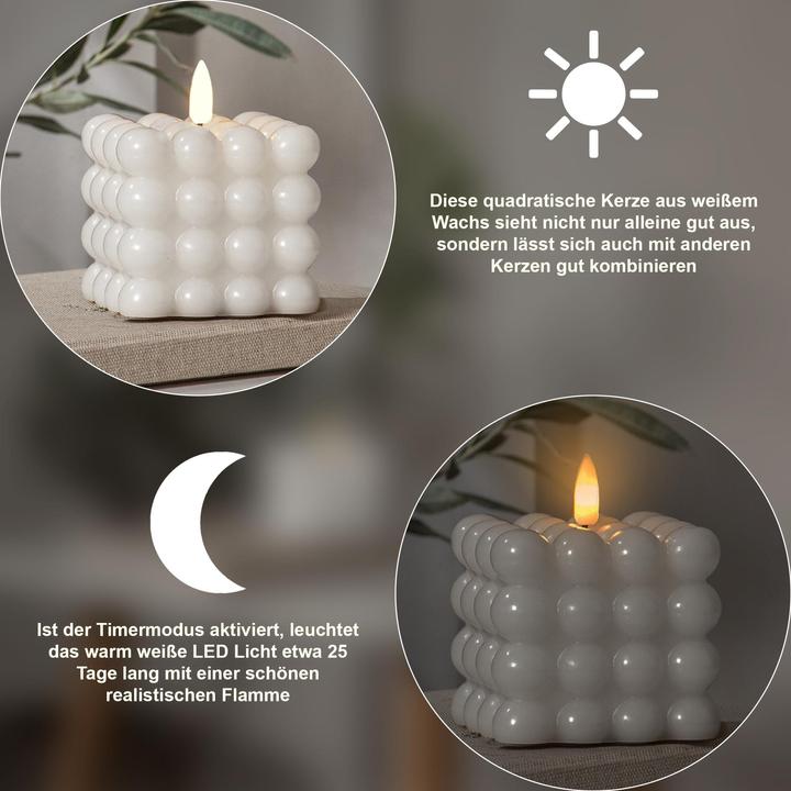 Produktbild Star Trading Bubble Kerze | LED Kerzen mit Timerfunktion | LED Kerzen flackernde Flamme | Bubble Ker (2 x)