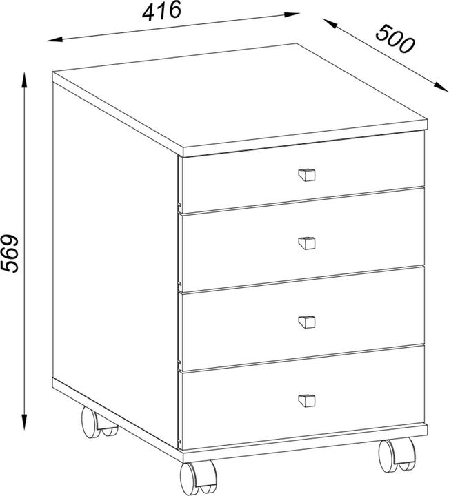 Immagine prodotto VCM Mobiletto per ufficio in legno Piedistallo mobile Lona con cassetto (42 x 50 x 57 cm)