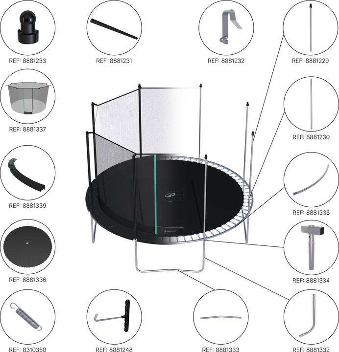 Actual product image Domyos Trampoline with safety net Assembly without tools - 360