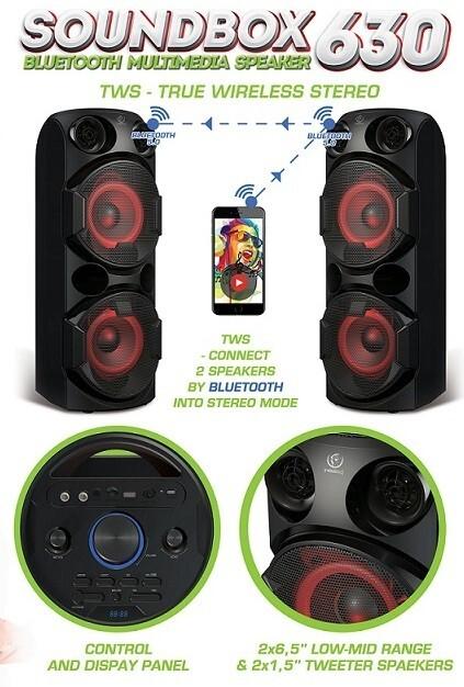 Image du produit Rebeltec Enceinte portable SoundBox 630 Bluetooth karaoke speaker (4 h, Fonctionnement sur piles)
