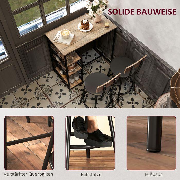 Immagine prodotto Swisshandel24 Bartisch mit Barhocker Set, 3-tlg. Bartisch-Set mit Küchentisch, 2 Barstühlen